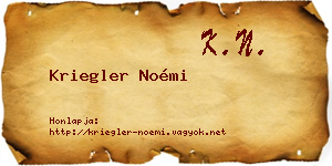 Kriegler Noémi névjegykártya