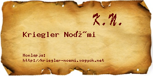 Kriegler Noémi névjegykártya
